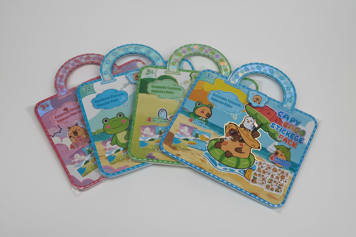 Domek do wyklejania + kolorowanka z Kapibarą – zestaw w formie walizki