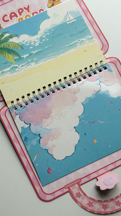 Domek do wyklejania + kolorowanka z Kapibarą – zestaw w formie walizki