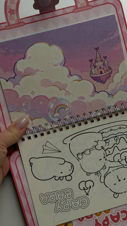 Domek do wyklejania + kolorowanka z Kapibarą – zestaw w formie walizki