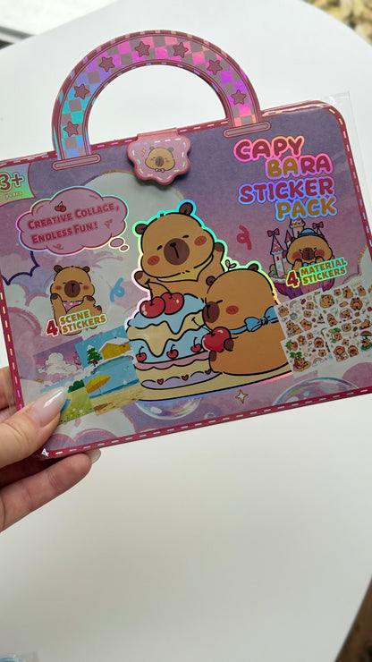 Domek do wyklejania + kolorowanka z Kapibarą – zestaw w formie walizki