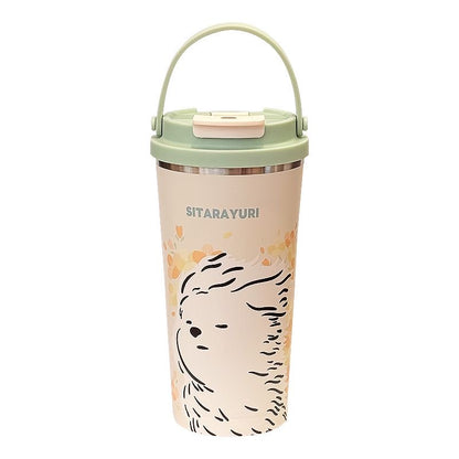 Kubek termiczny niebieski 560 ml z rączką stal nierdzewna utrzymuje ciepło