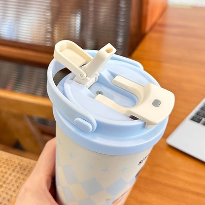 Kubek termiczny niebieski 560 ml z rączką stal nierdzewna utrzymuje ciepło