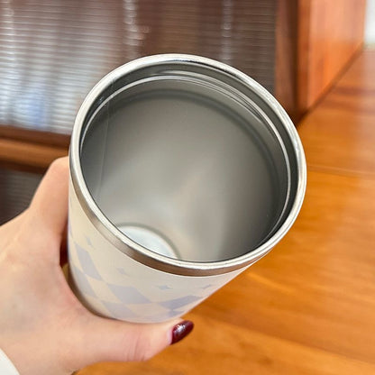 Kubek termiczny niebieski 560 ml z rączką stal nierdzewna utrzymuje ciepło